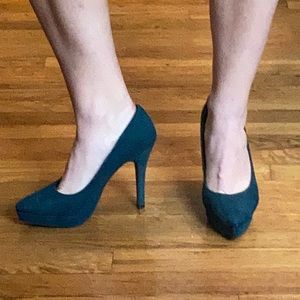 Teal Suede High Heels